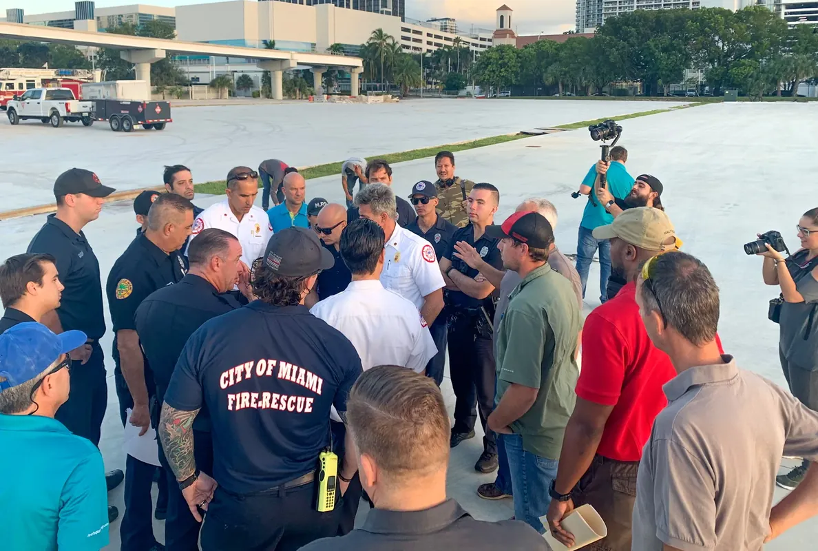 Kiso Group team meeting with City of Miami Fire Rescue crews at a waterfront site